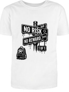 No Risk No Reward White Graphic Tee Shirt Minimalist Streetwear